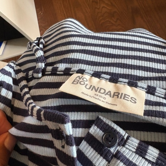 No Boundaries Midi Navy and light blue stripe dress - Picture 2 of 7